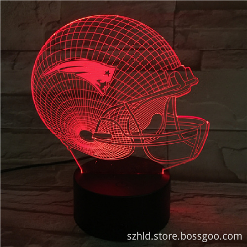 3D acrylic football hat nice decorative led night lights with led base flashing gift for led lights for home decoration